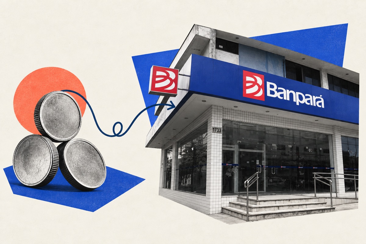 Banpará: fachada da agência e moedas